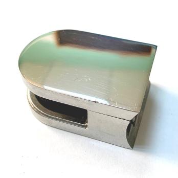 Стеклодержатель для трубы 38.1 (8мм) штамп. (зеркало) полукруглый, марка AISI 304